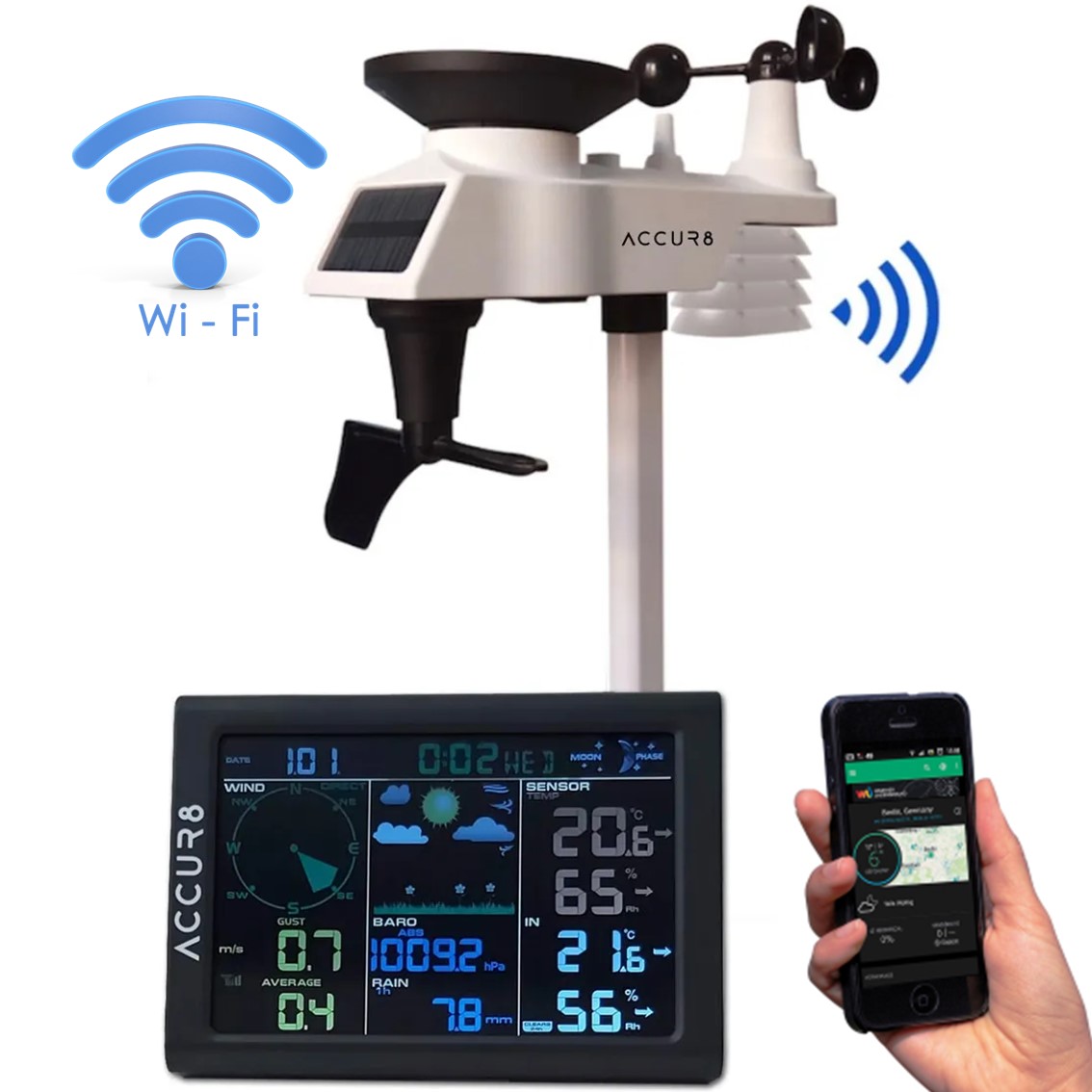 Ambient Weather WS-50-C WiFi Smart Weather Station, Indoor Temperature,  Humidity and Barometer with Remote Monitoring and Alerts (Receiver Only)